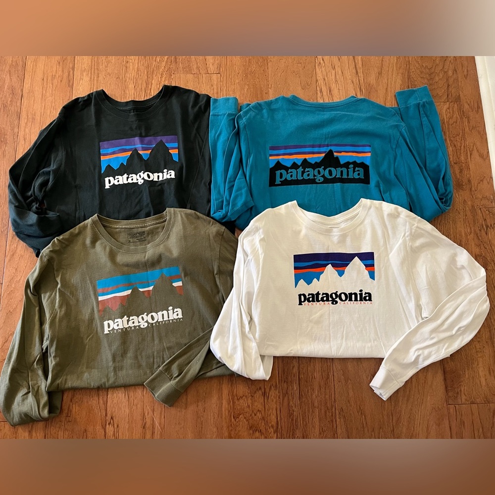 Lot of 4 Men’s Patagonia long sleeve t-shirt, Sz Md